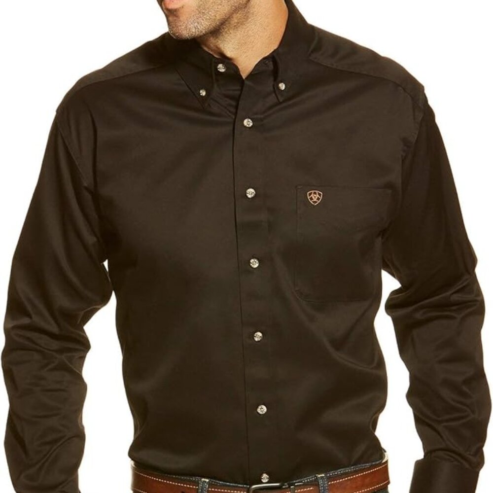 ARIAT Men's Solid Twill Collared Shirt (Med)